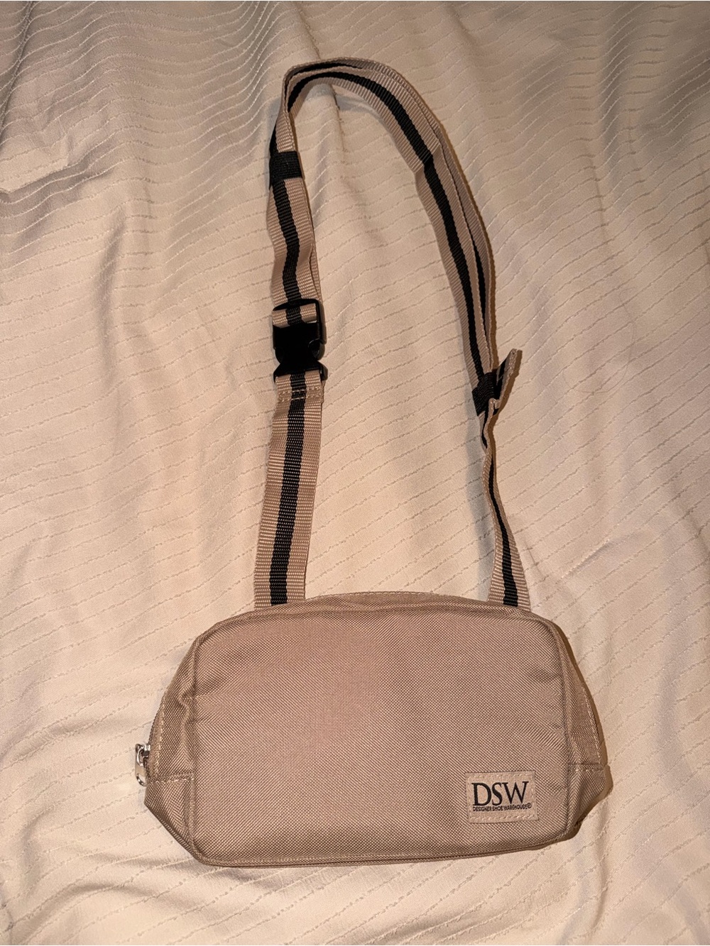 DSW Beige Men's Sling Bag with Striped Strap